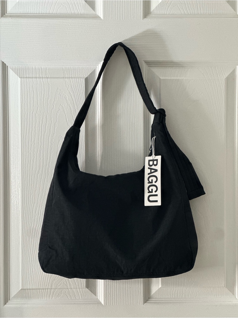BAGGU Shoulder Bag In Black Recycled Nylon Adjustable Strap NWT